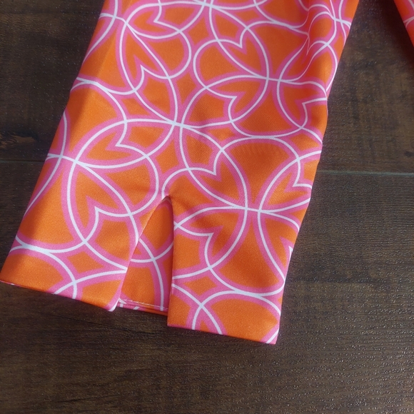 Gretchen Scott Ruffneck Dress Orange Pink Size Medium - Picture 4 of 8